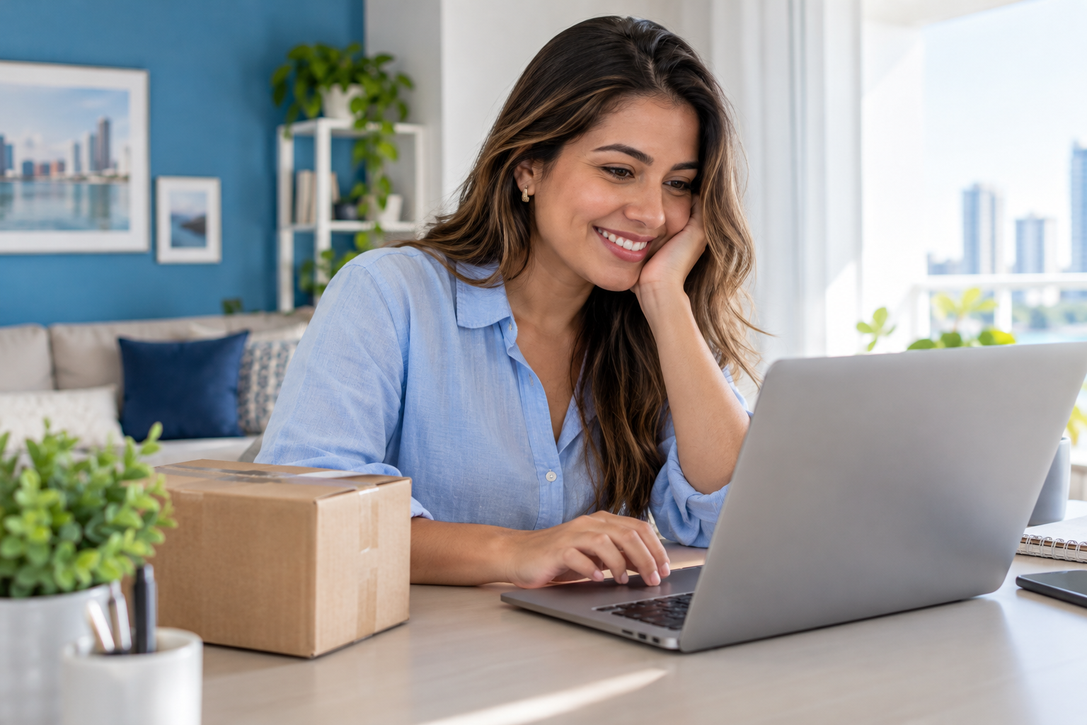 Persona comprando por internet desde su computadora